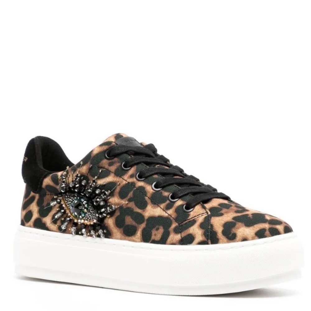 🆕 Kurt Geiger London 🇬🇧 Laney Evil Eye Embellished Cheetah Print Shoe 39 🧿